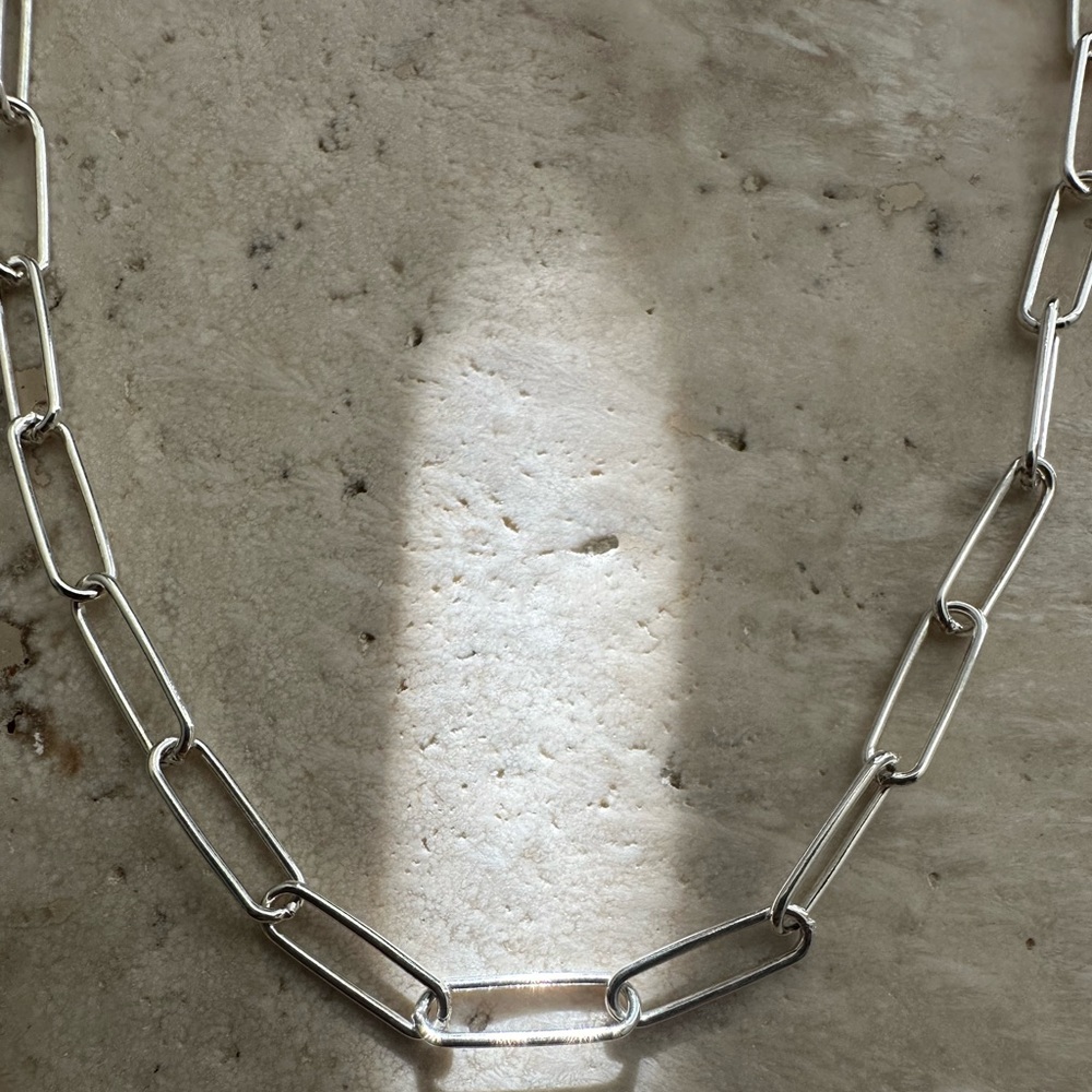 Sterling Silver Paperclip Necklace 17.5” length adjustable - Picture 2 of 4